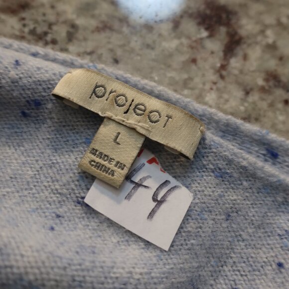 Womens Project 100% Cashmere Speckled Blue V-Neck Sweater L - Picture 6 of 6